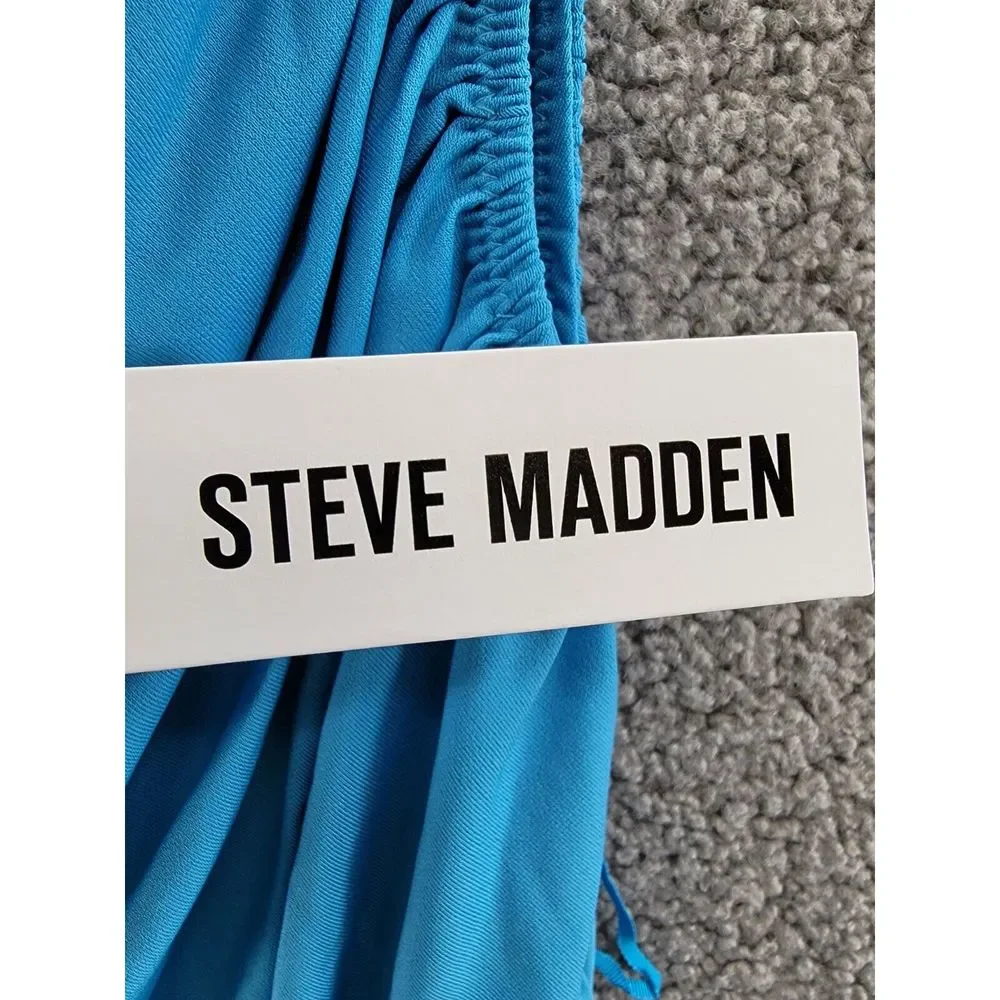 Steve Madden Ayana Dress Women's L Atlantic Blue One Shoulder Neckline Pull On~ - Picture 13 of 14